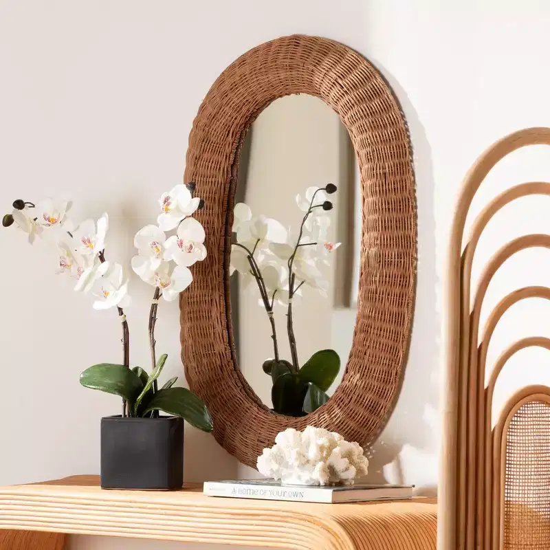 bali & pari Brisia Oval Rattan Wall Mirror