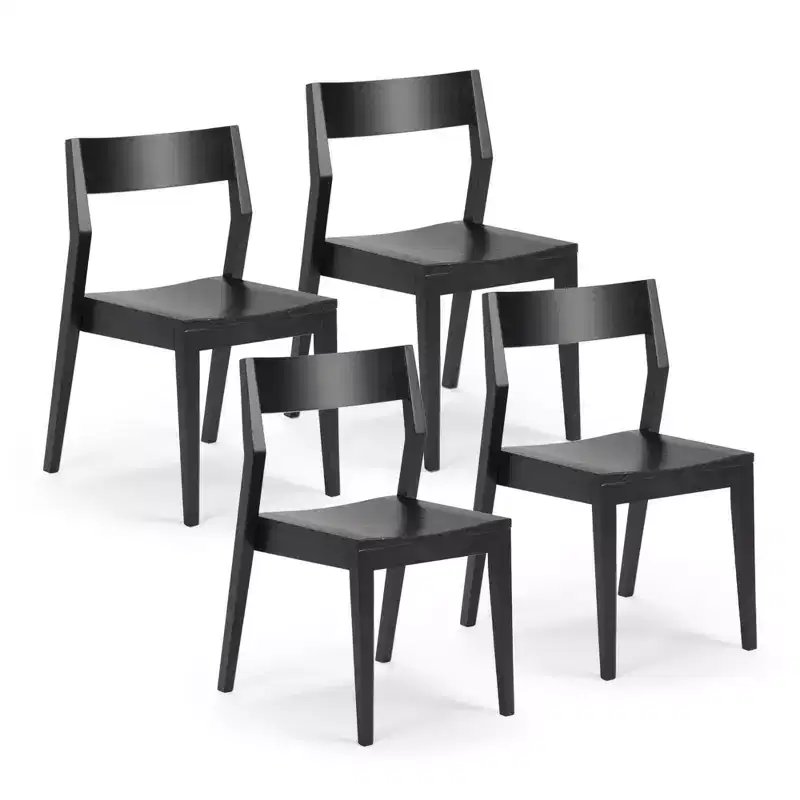 Plank+Beam Modern Dining Chair Set of 4, Solid Wood Chairs for Kitchen, Office, Living Room