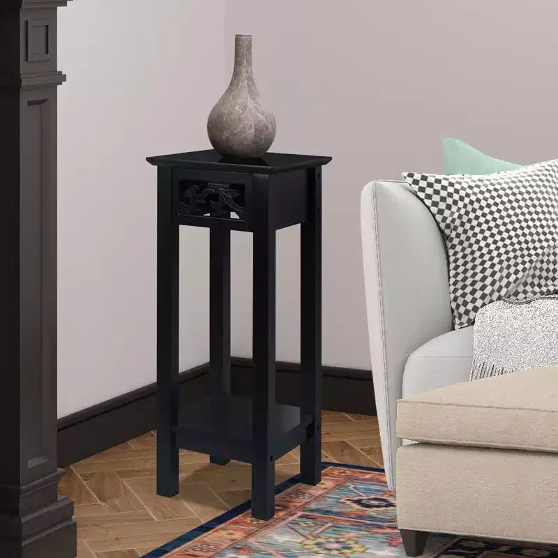 Plant Decorating Stand End Table Side Table with Storage Shelf, 10 by 10 by 23.7 Inches