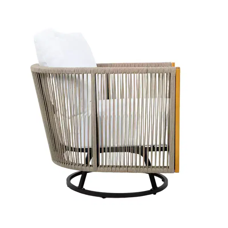 Christopher Knight Home Lucian Modern Patio Acacia Wood Handwoven Rope 360 Swivel Chair