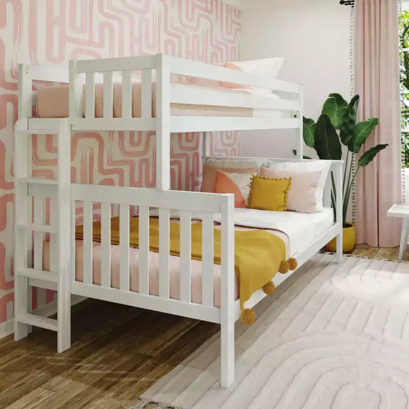 Max & Lily Solid Wood Bunk Bed, Twin over Full with Ladder on End for Kids