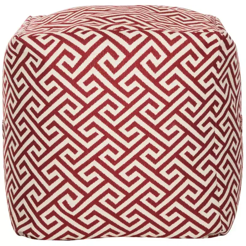 Valentina Fret Upholstered Pouf Ottoman