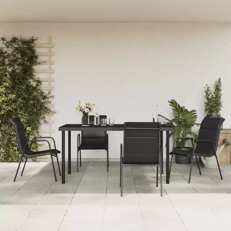 vidaXL Patio Dining Set Outdoor Table and Chair Steel and Textilene