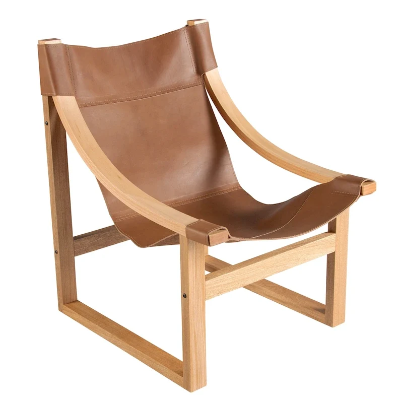 Steve Silver Logan Top Grain Leather and Solid Wood Sling Accent Chair