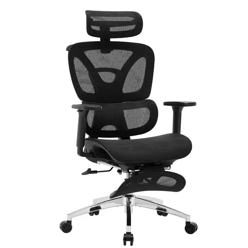 Ergonomic Mesh Office Chair with Adjustable 3D Armrests, High Back Desk Computer Chair, Retractable Footrest Wheels  Comfortable Swivel Task Chair