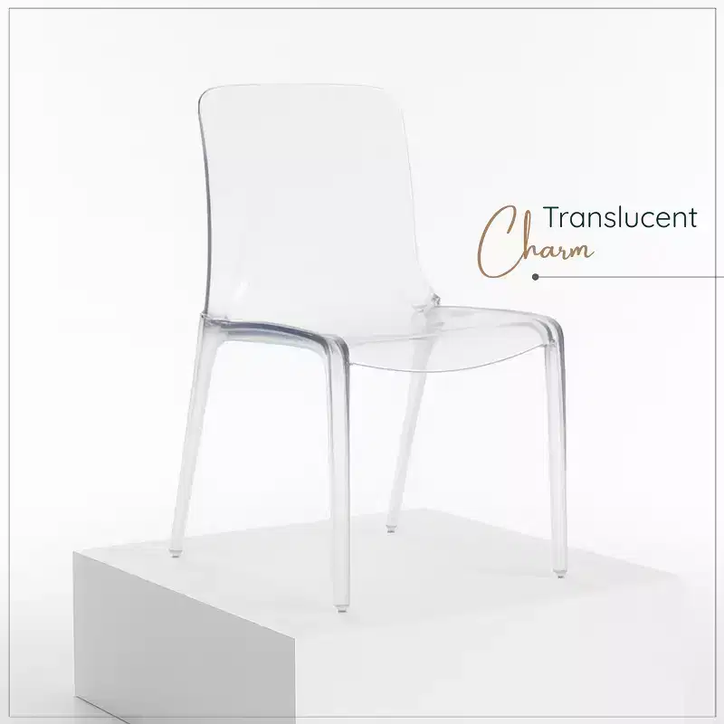 Clear Acrylic Dining Chair Set of 2 Stackable Waterfall Edge Lightweight 275 lbs