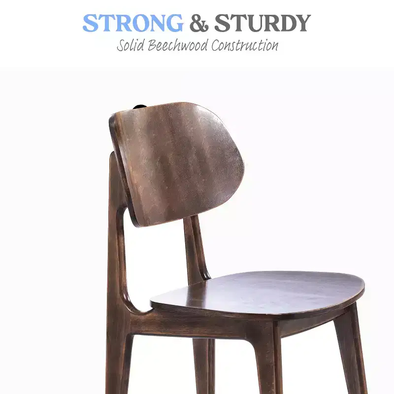 Emma and Oliver Set of 2 Solid Wood Dining Chairs with Curved Oval Backrests