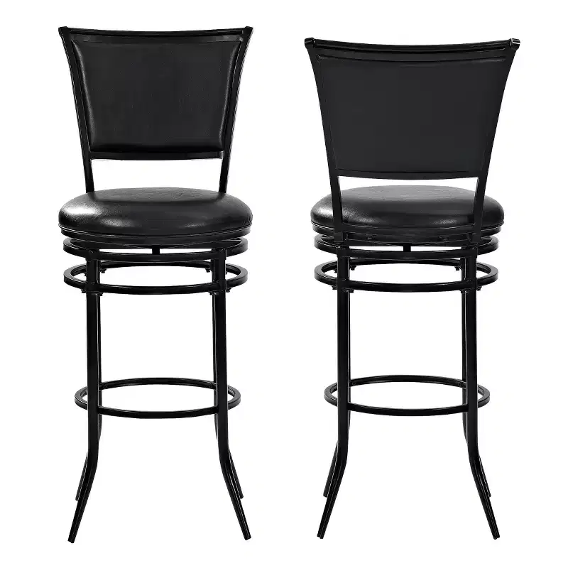 Black Faux Leather Swivel Barstool, Armless High Back, Seats 1
