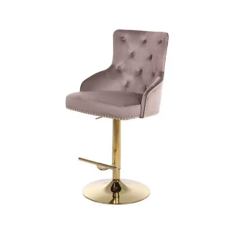 Pink Velvet Adjustable Stool