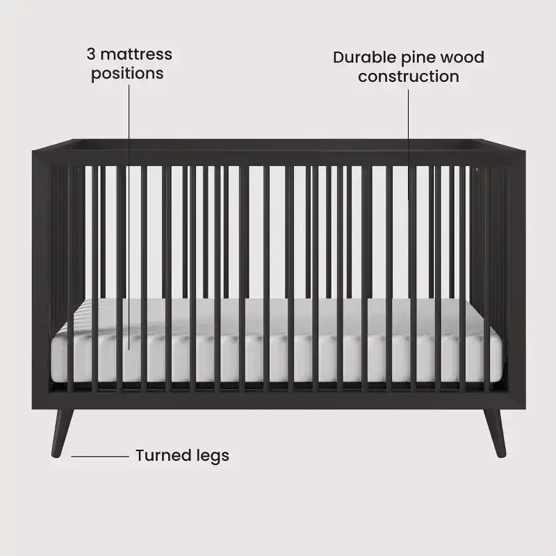 Child Craft Cranbrook 4-in-1 Convertible Crib, Converts to Day Bed, Toddler & Full Size Bed, 3 Mattress Positions, Baby Safe Finish