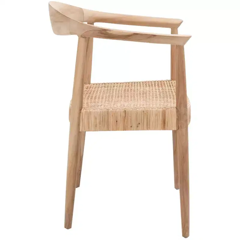 Natural Rattan Peel Accent Chair Wood Frame Lacquered 275 lbs Living Room Bedroom