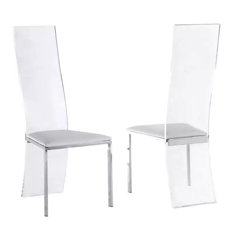 Chintaly Imports,Contemporary Acrylic High-Back Upholstered Side Chair - Set of 2