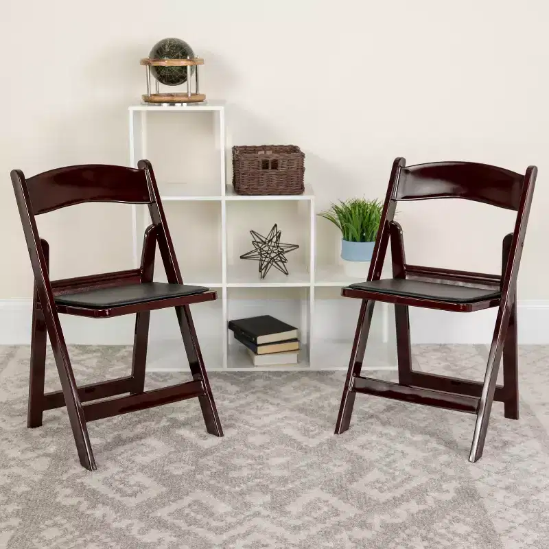 Emma and Oliver 2 Pack Wedding Party Event Resin Folding Chair with Vinyl Padded Seat