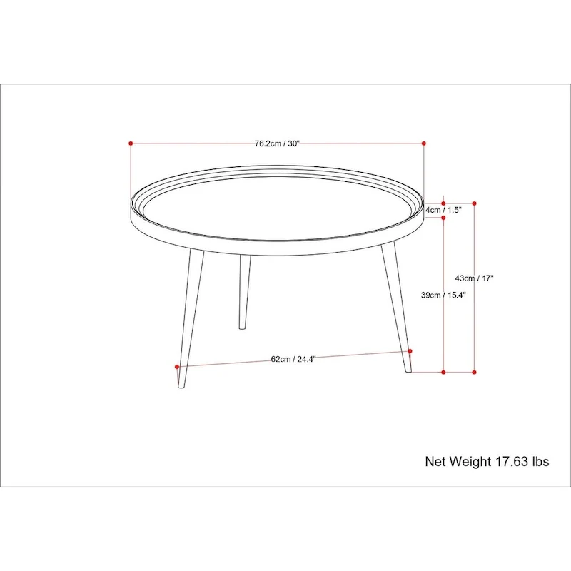 WYNDENHALL Joellla Modern Industrial Coffee Table in Cognac - 30 d x 30 w x 16 h