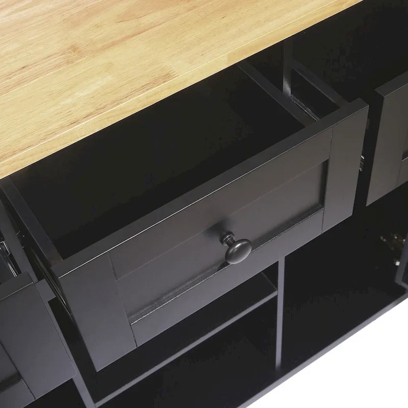 Kitchen Cart with Drop-Leaf Countertop