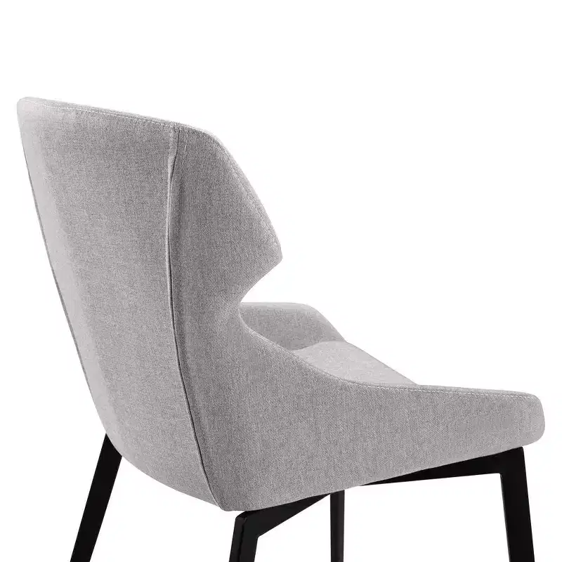 Gray Fabric Matte Black Dining Chair – Set of 2