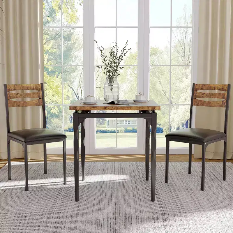 3 Piece Dining Table Set, with Spiral Legs