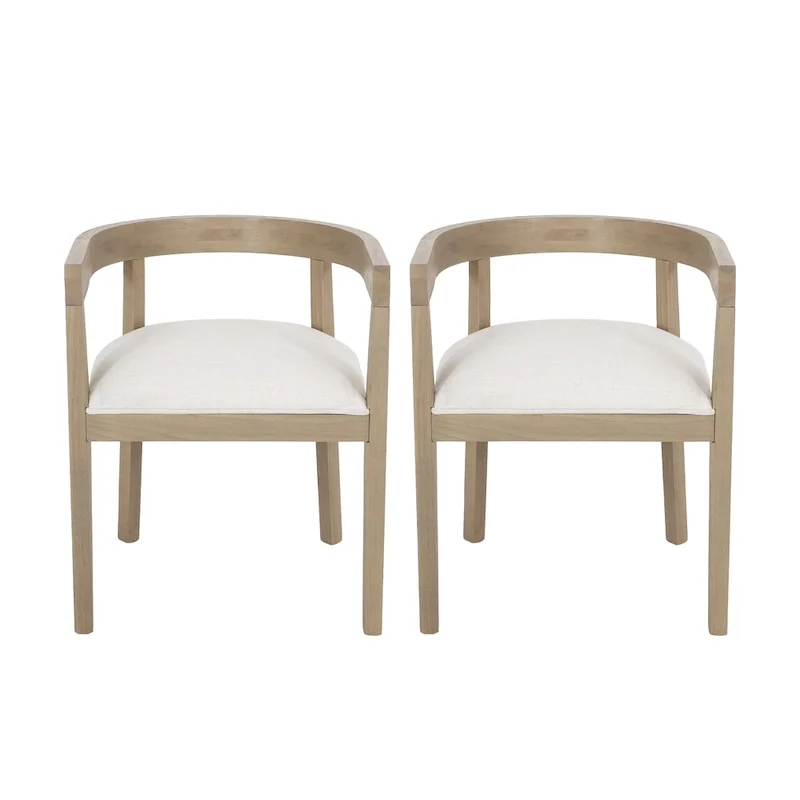 Ladieu Fabric and Wood Tub Dining Chairs Set of 2by Christopher Knight Home