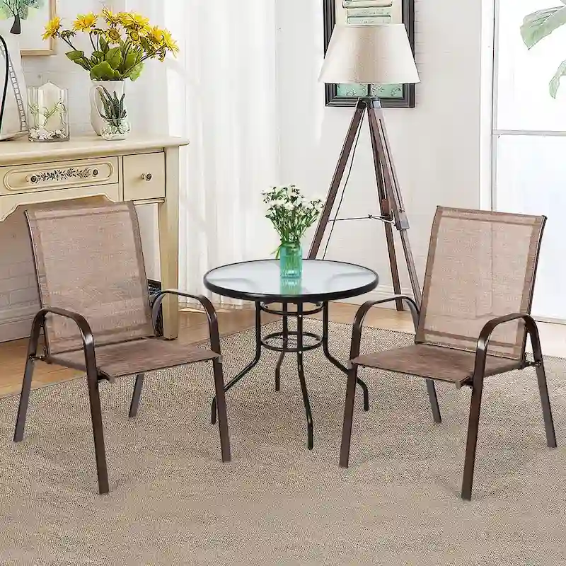Costway 4PCS Patio Chairs Garden Deck Yard with Armrest - See Details
