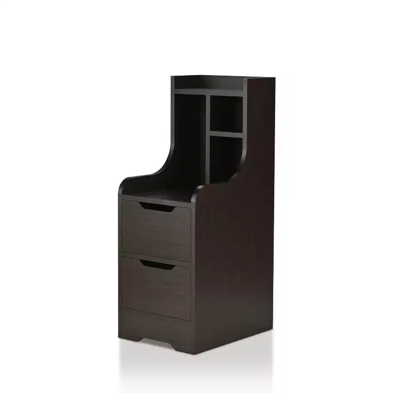 Brown Rectangle Nightstand with 2 Drawers & Shelf, 1-Piece