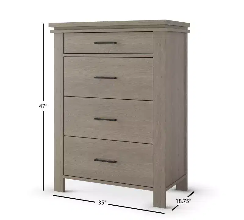 Child Craft Denman Crib, Dresser, Chest, and Nightstand 4-Piece Nursery Set, Grows with Your Baby