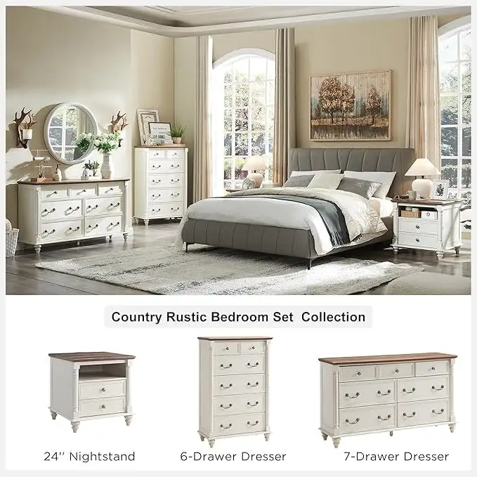 6-Drawer Dresser with Rustic Wood Finish