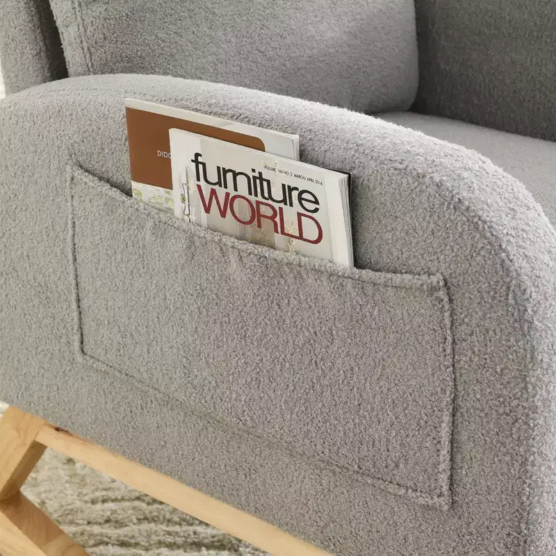 27.6W Accent Rocking Chair, Armchair with High Backrest & 2 Side Pockets, Nursery Glider Rocker - ModernLuxe
