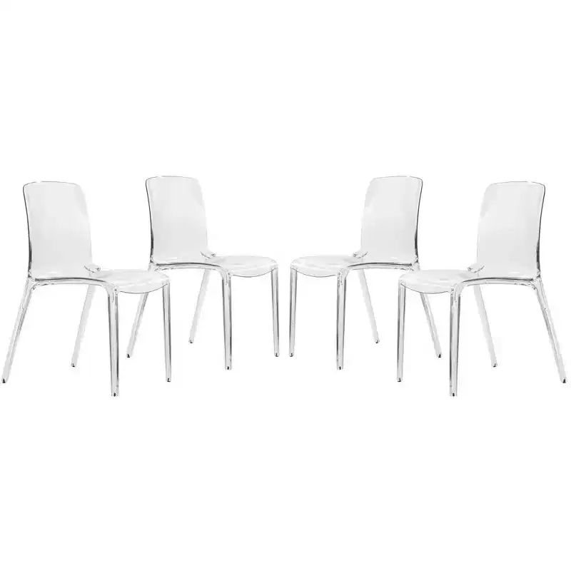 LeisureMod Murray Waterfall Edge Design Acrylic Dining Chair with Sleek Molded Seat, Modern Style for Kitchen, Dining Room, Office, Lounge, or Cafe