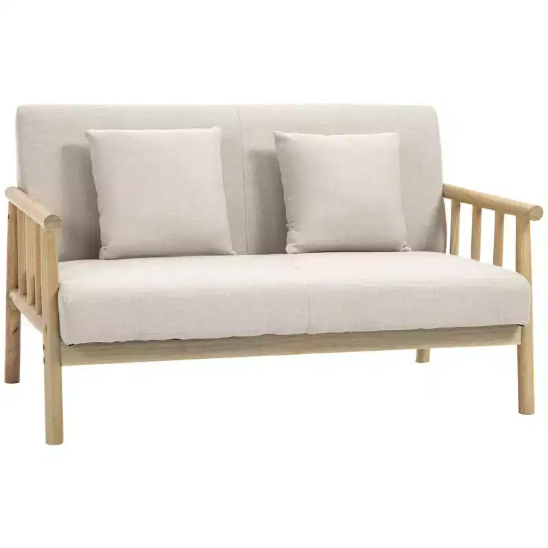 48 2 Seater Couch for Small Spaces, Modern Loveseat Sofa for Bedroom, Living Room Furniture, & More, Upholstered Small Couch, Beige