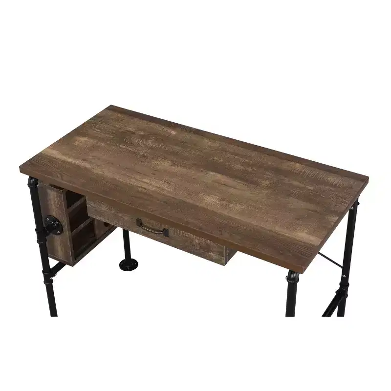 Endang Writing Desk Weathered Oak/Black - Acme Furniture: Metal Frame, Space-Saving 39 Surface