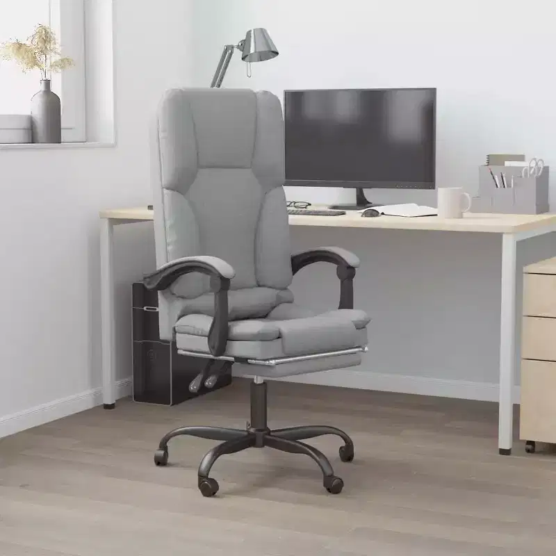 vidaXL Massage Office Chair Light gray Polyester (fabric), Metal, Plywood