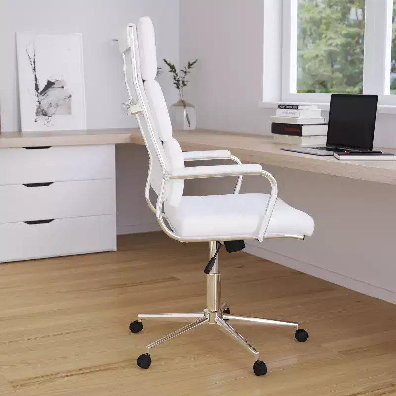 High Panel-Back Ergonomic Office Chair with Padded Metal Arms Executive Swivel Computer Desk Chair