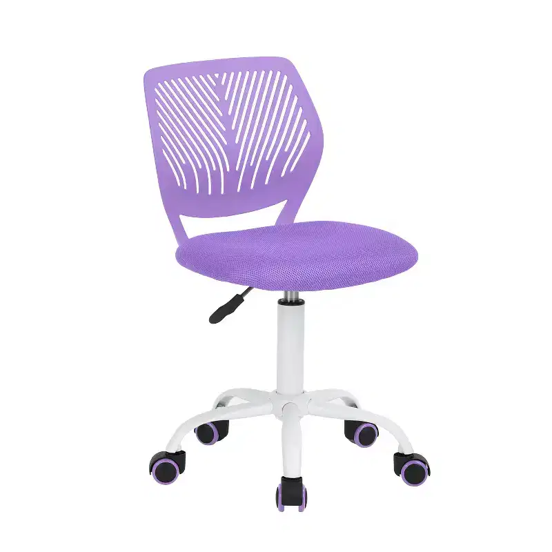 Adjustable Swivel Task Chair - Upholstered Armless Office Chair, Purple