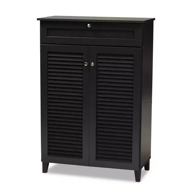 Shelf Wood Shoe Storage Cabinet with Drawer Coolidge - Baxton Studio