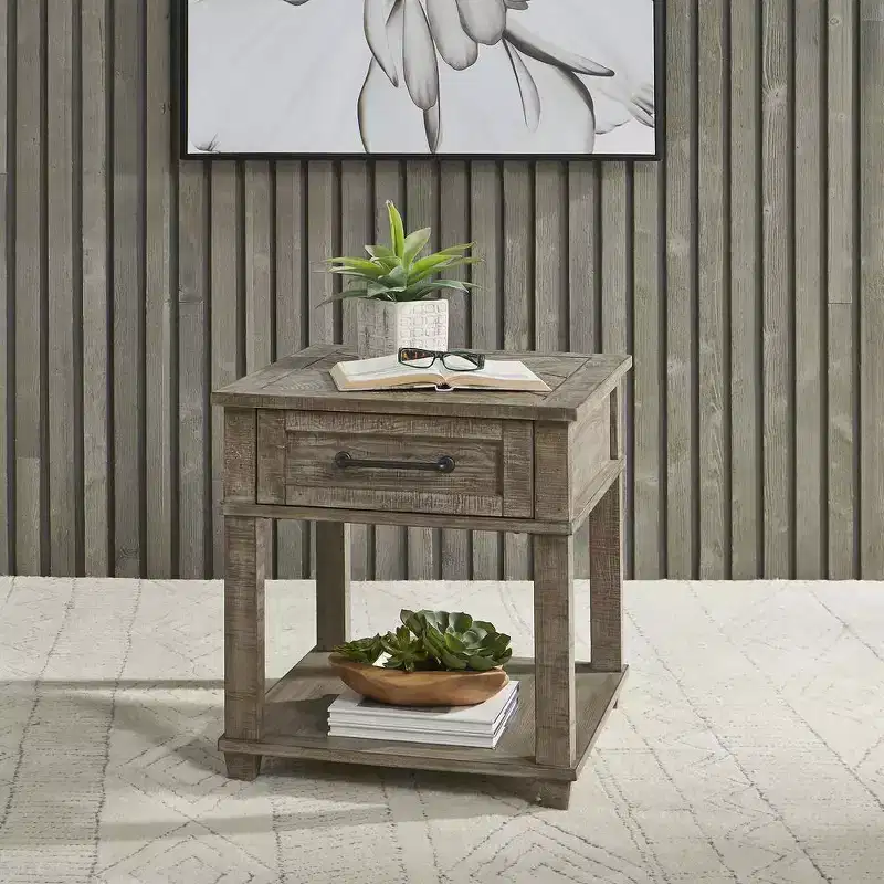 Rectangular End Table in Weathered Taupe
