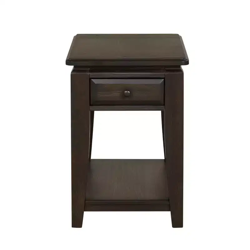 GDFStudio Bao Traditional Wooden Rectangular Chairside Table with Drawer and Open Shelf
