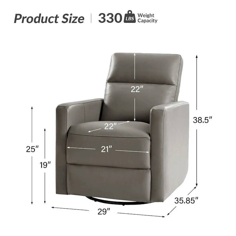 Josefa Modern Genuine Leather Swivel Rocker Recliner Set of 2 by Hulala Home