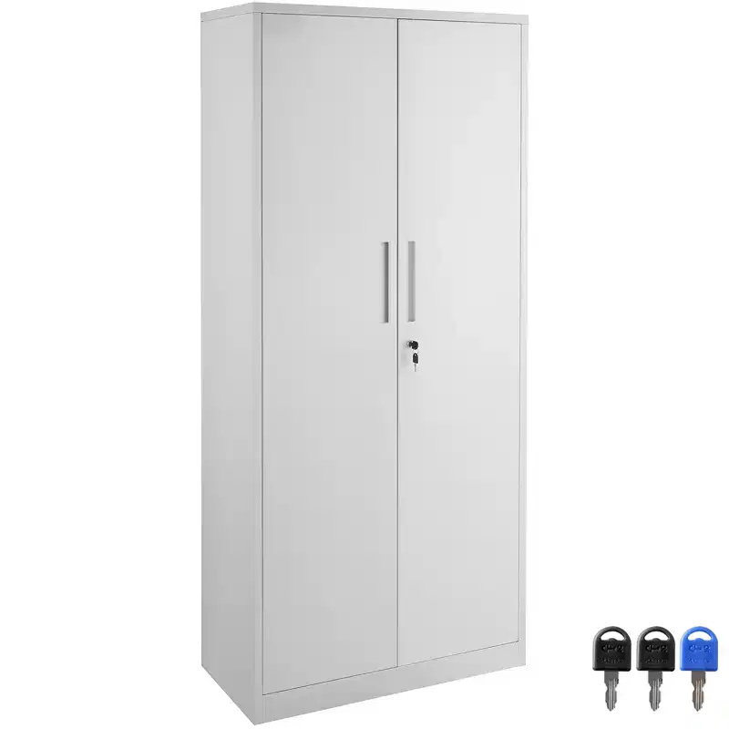 Metal Storage Cabinet, Steel Locking Storage Cabinet with 2 Magnetic Doors and 4 Adjustable Shelves,71'' Metal Cabinet 200 lbs Capacity, White