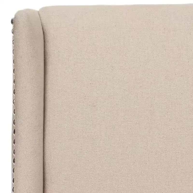 Taupe Linen Armless Dining Chair, High Back, Nailhead Trim – Set of 2