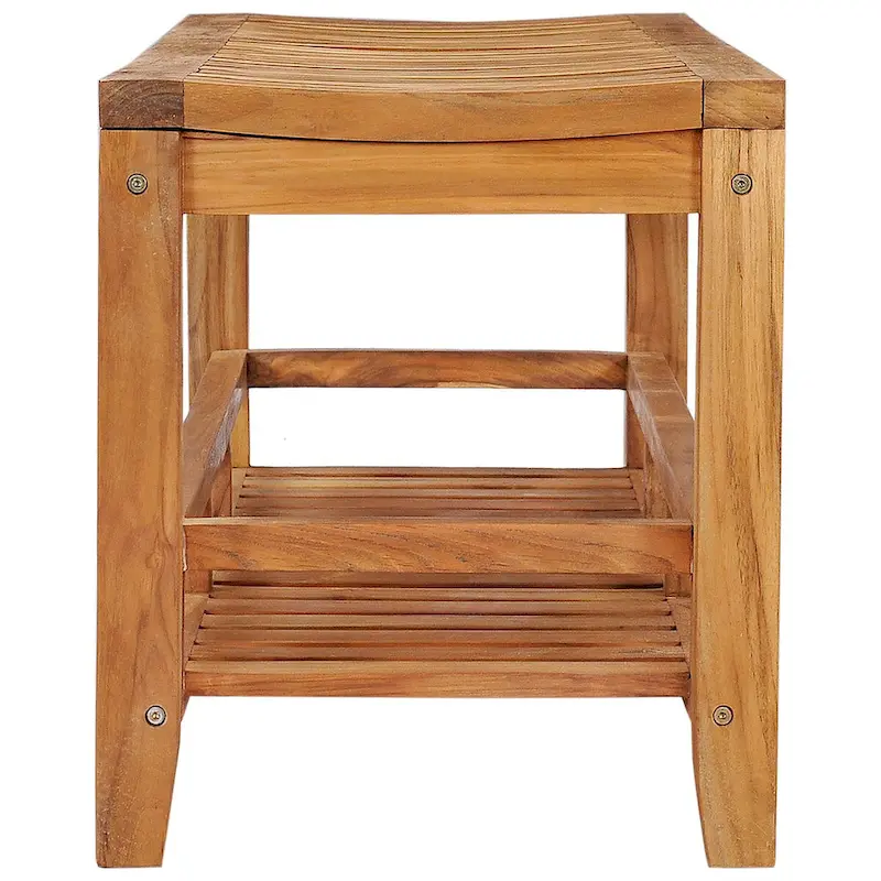 Teak Wood Nassau Shower Stool / Bench with Shelf, 47 inch