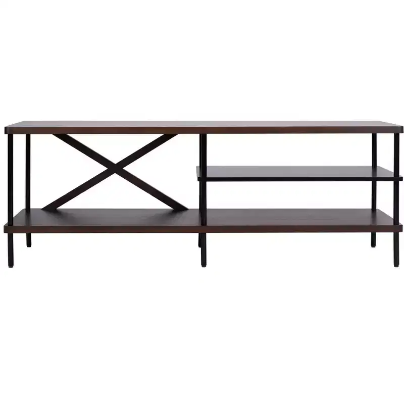 Bruno Industrial Media Stand - MED5001 - Walnut/Black - Safavieh