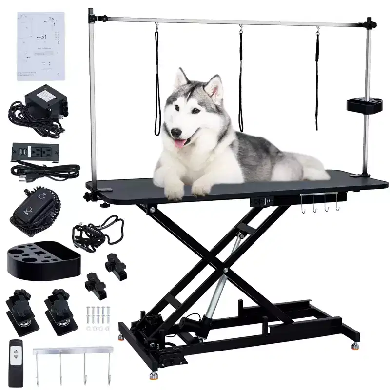 Pet Grooming Table, X-Type Height-Adjustable Drying Table, Heavy-Duty Electric Dog Grooming Station, Suitable for Large, Medium, and Small Dogs