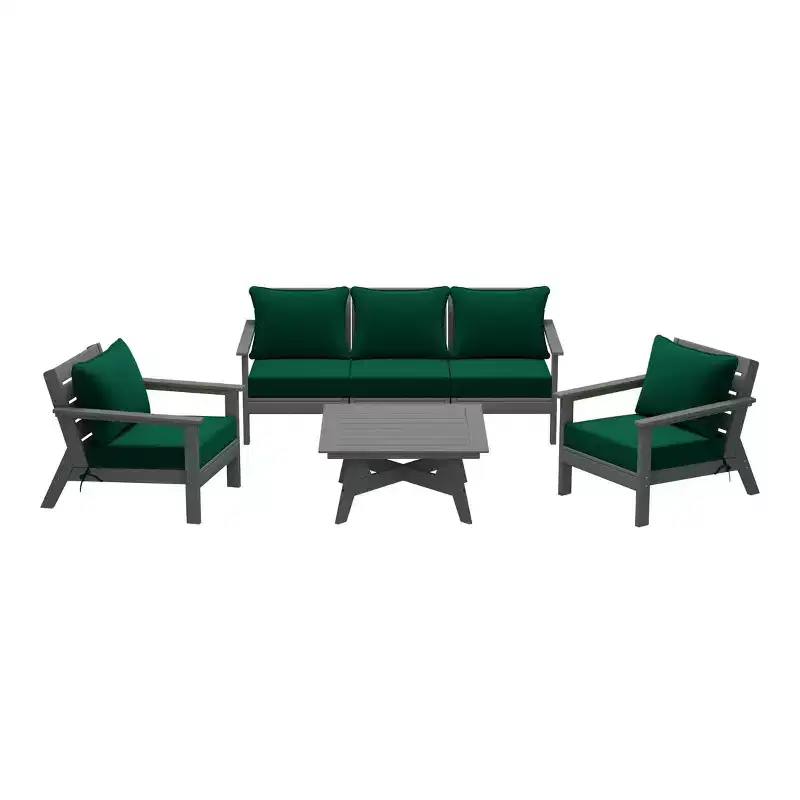 WestinTrends Avalon Outdoor 6-Piece Modular Sectional Patio Furniture Sofa Set, Gray/Green
