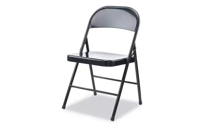 Alera Armless Steel Folding Chair, Supports Up to 275 lb, Black Seat, Black Back, Black Base, 4/Carton