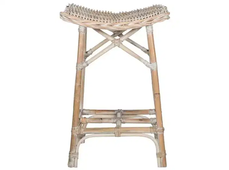 Rayna Wicker Bar Stool - SEA7010 - White Washed - Safavieh