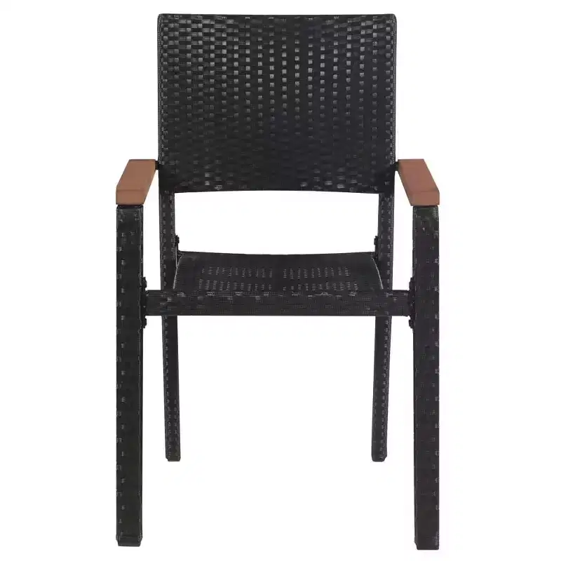 vidaXL Patio Chairs 2 pcs Poly Rattan Black