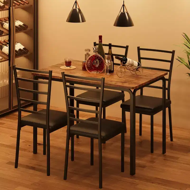 Dining Table Set for 4, Kitchen Table and Chairs for 4, 5 Piece Kitchen Dining Room Table Set,Wood Modern Rectangle Dinner Table With Upholstered Seat