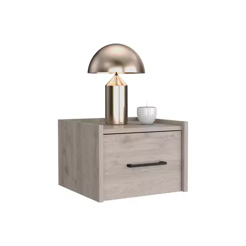 10 Gray Wood One Drawer Floating Nightstand