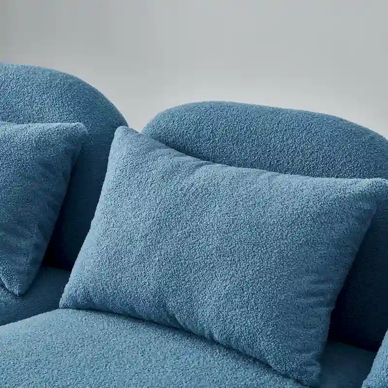 Living Room Furniture Three Seat Lazy Sofa Teddy Fabric White