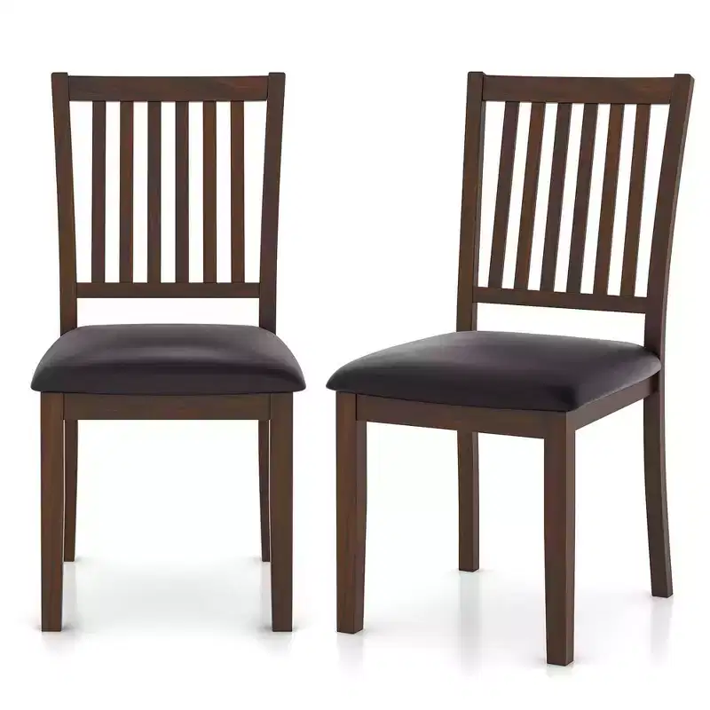 Costway Modern Dining Chair Set of 2/4 with Slanted High Backrest Wear-resistant PVC Leather